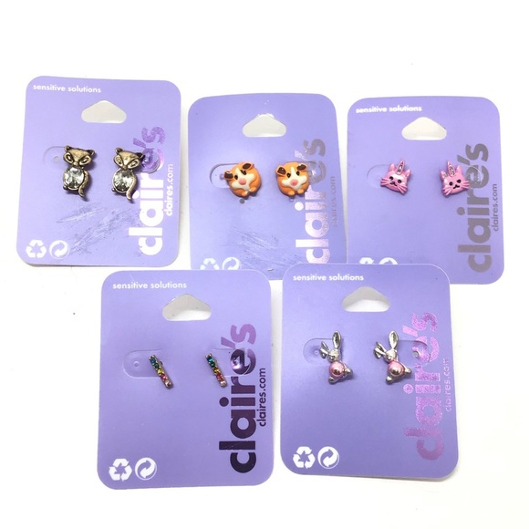 (5) Pairs Claires Fashion Small Stud Tiny Animal Pierced Earrings - Picture 1 of 7
